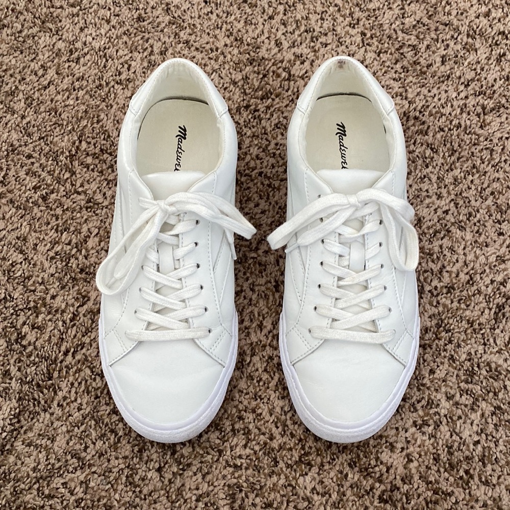 Madewell Sidewalk Low-Top Sneakers in White Leather